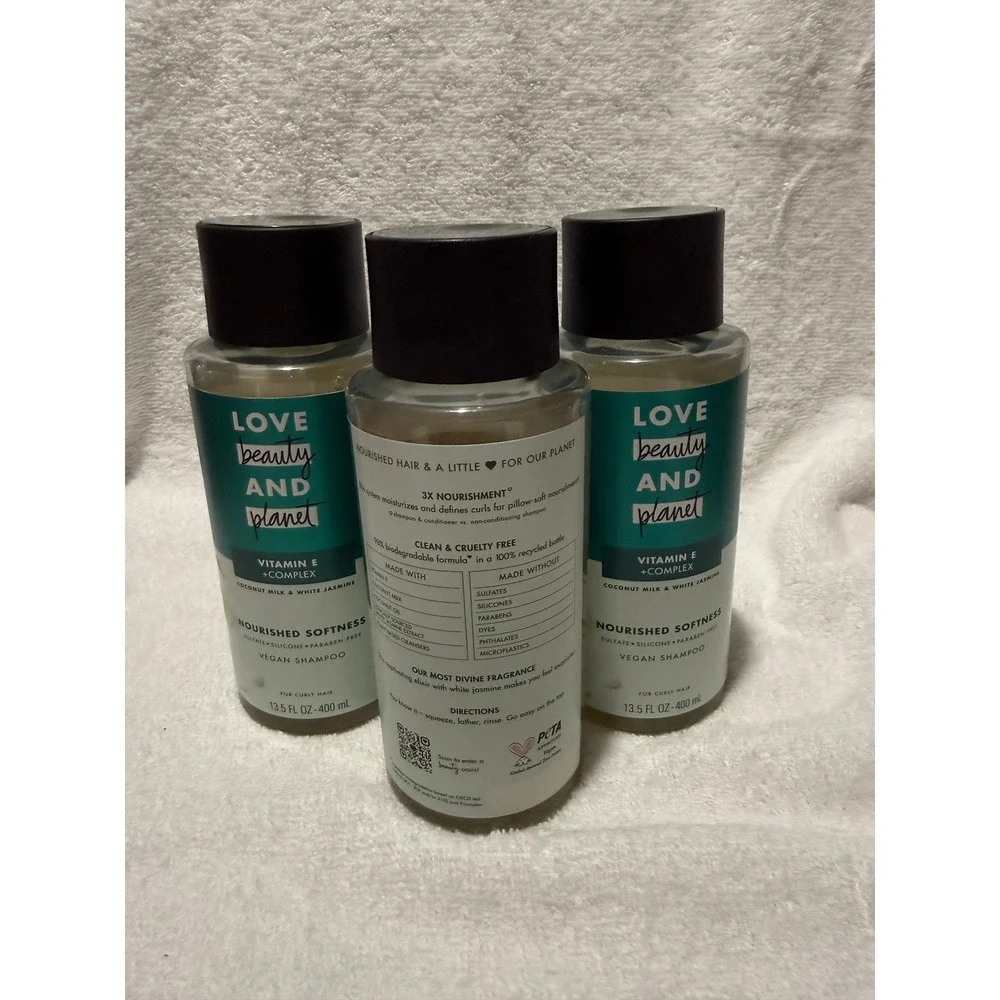Love Beauty and Planet Nourished Softness Vitamin E Shampoo 13.5oz 3 Pack Vegan